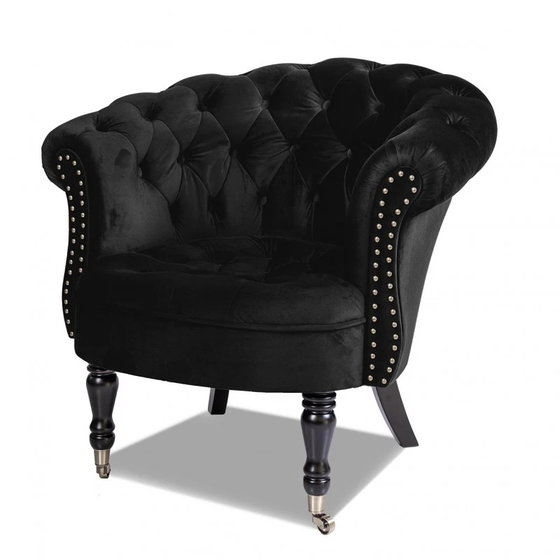 Фотьойл Честърфийлд Людовик, черно кадифе